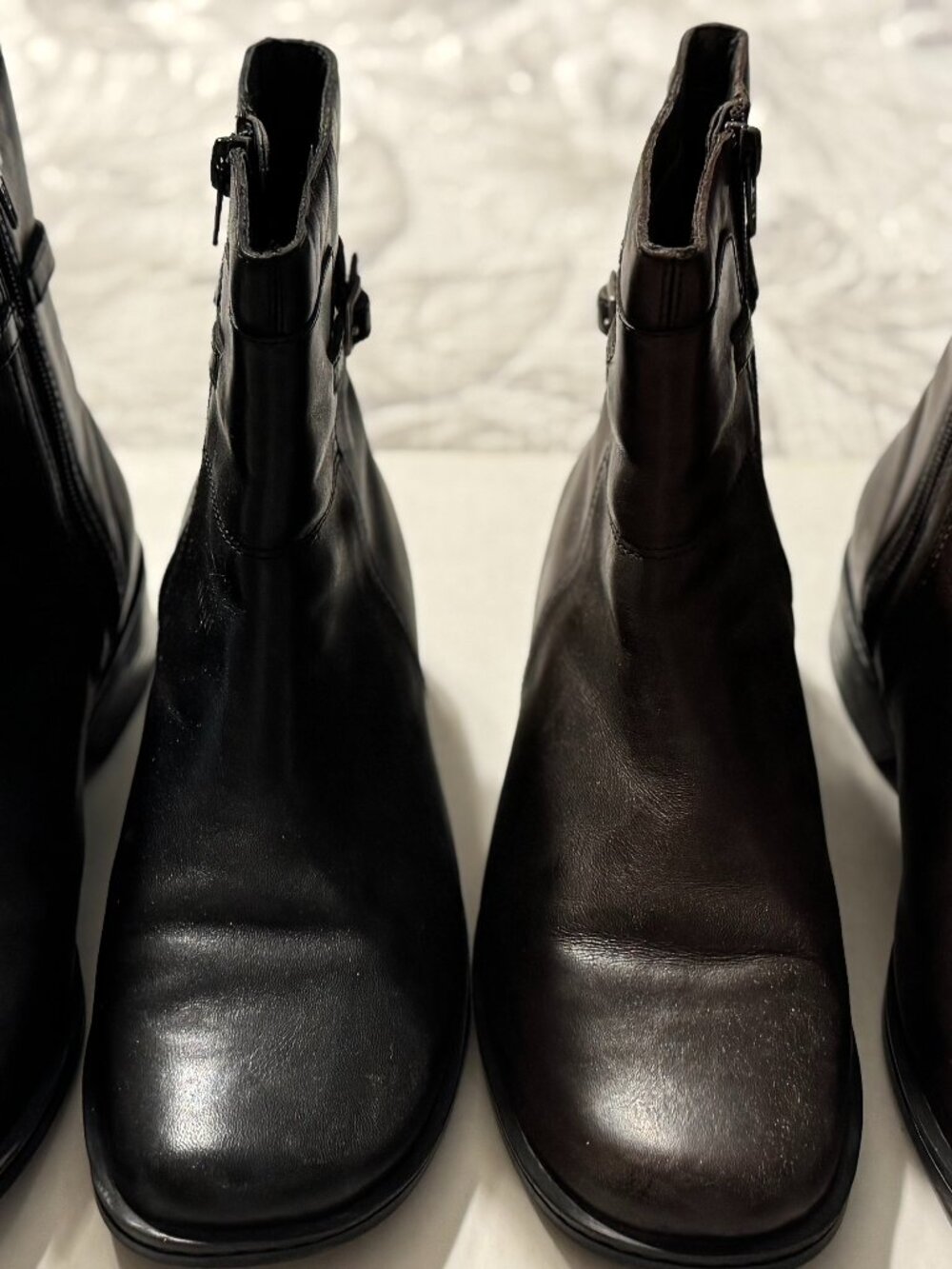 Clarks Leather Flat Booties Bundle - Black & Brown (Set of 2 Pairs) - Size 6.5